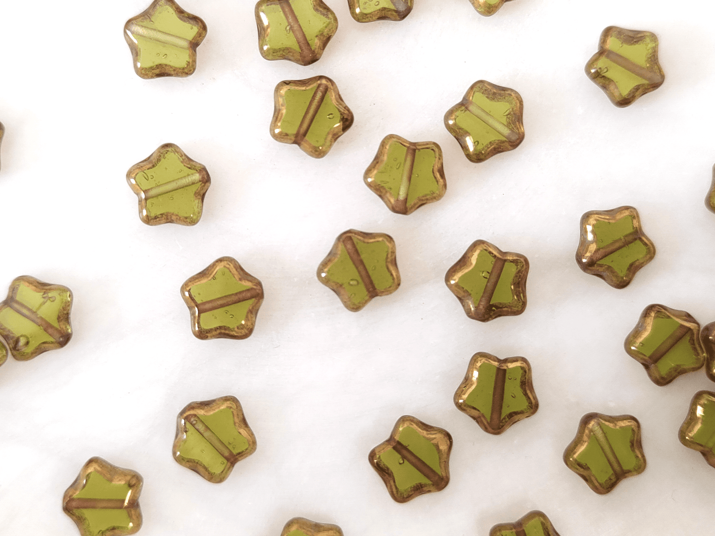 Star beads 8mm - olive & bronze