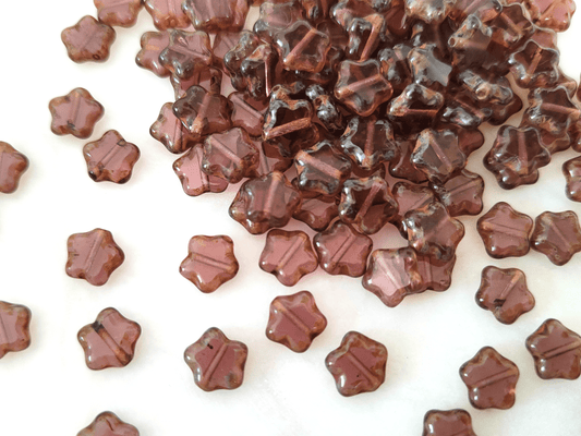 Star beads 8mm - muted warm purple