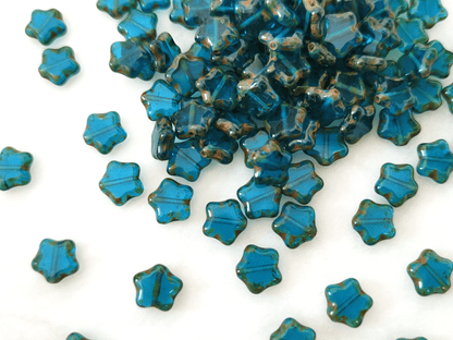 Star beads 8mm - dark Caribbean blue