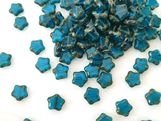 Star beads 8mm - dark Caribbean blue