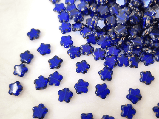 Star beads 8mm - dark navy blue