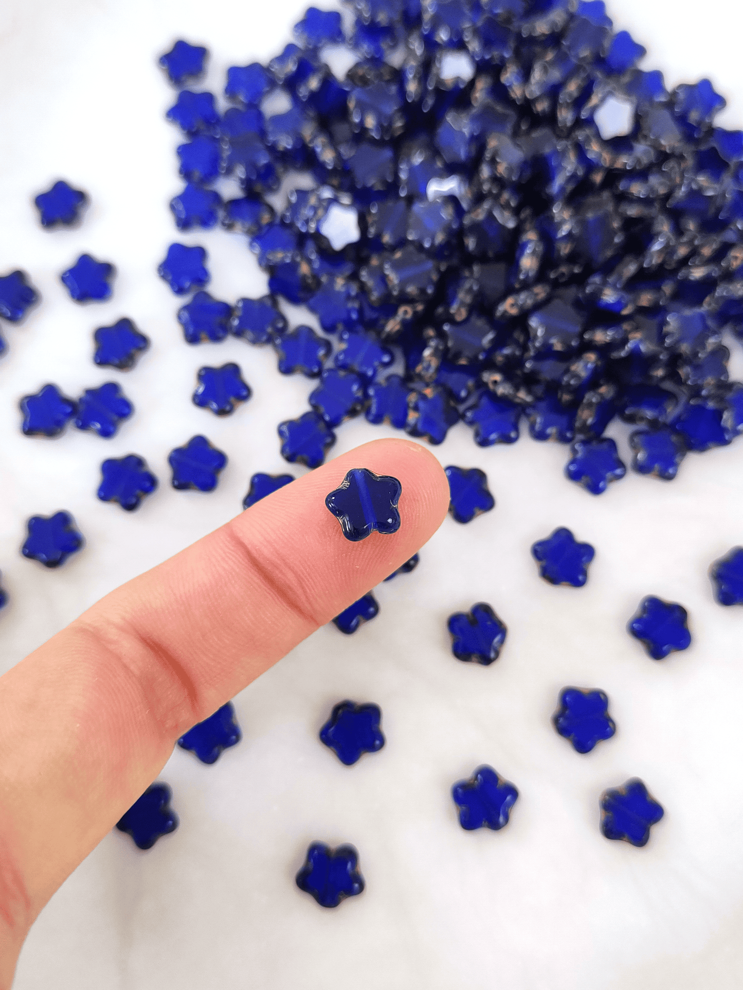 Star beads 8mm - dark navy blue